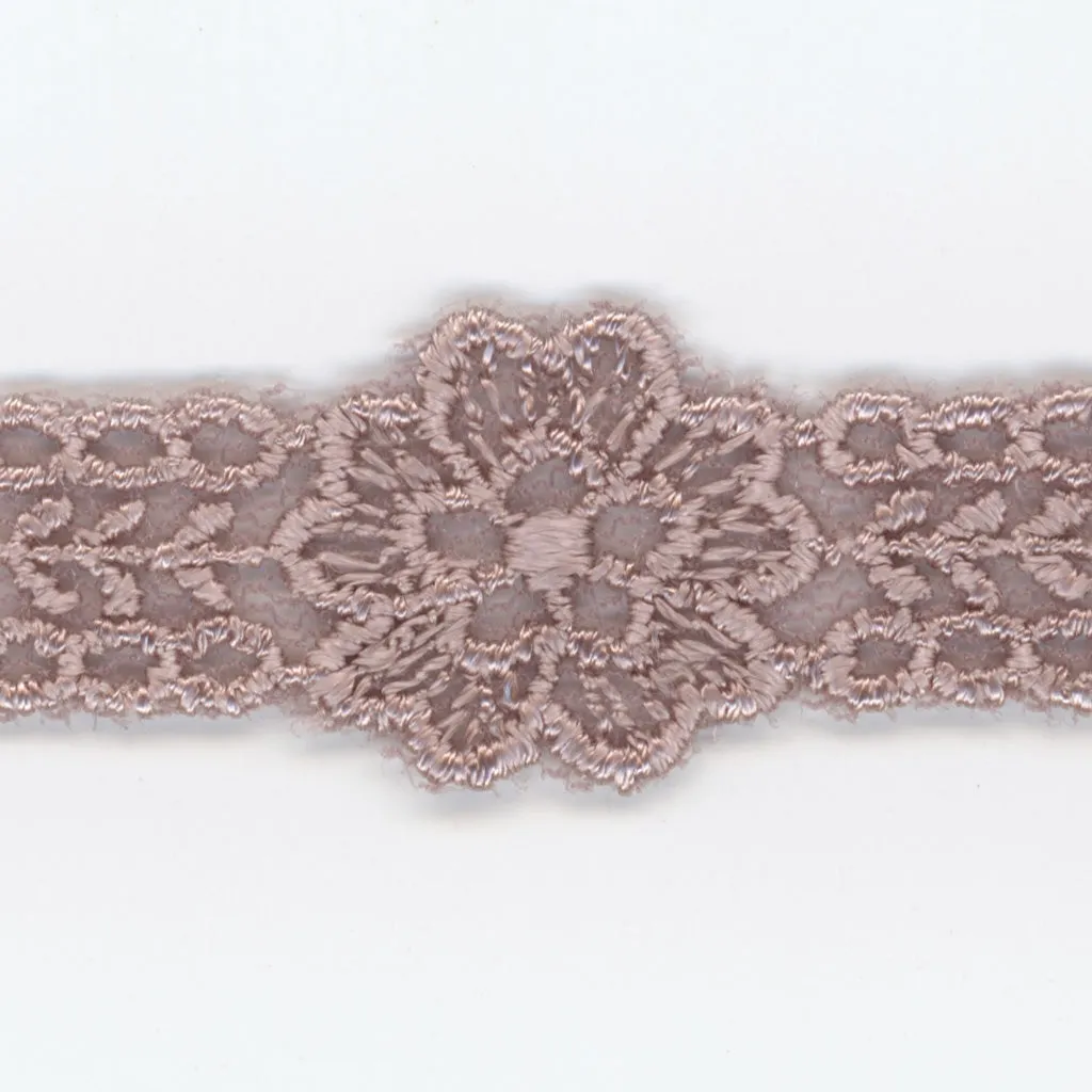 Embroidered Tulle Lace #61 Azuki