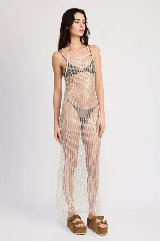 Emory Park FISHNET HALTER MAXI DRESS