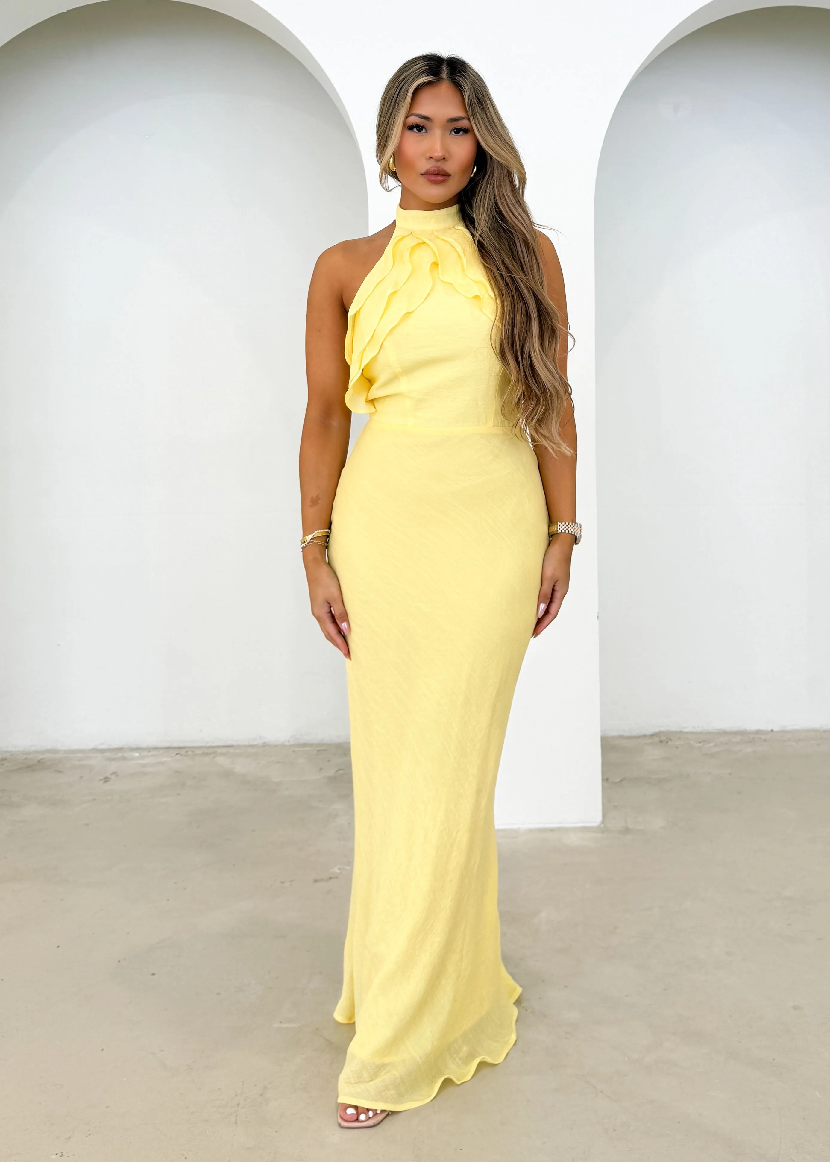 Ezra Halter Maxi Dress - Banana
