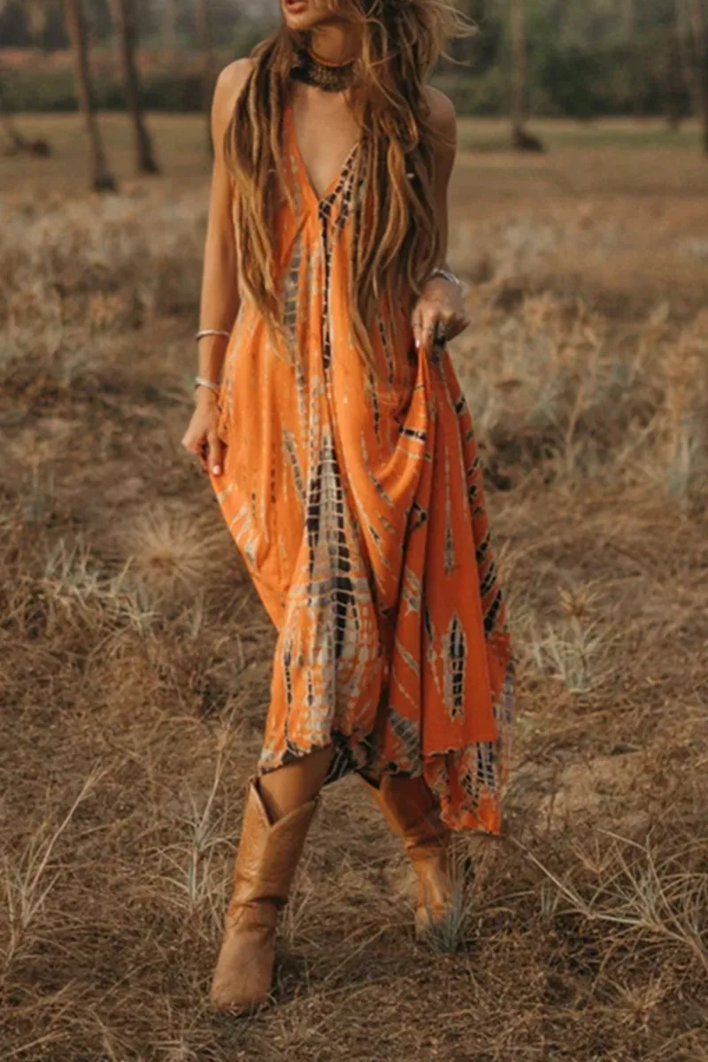 Fashion Print Halter Straight Dresses(3 Colors)
