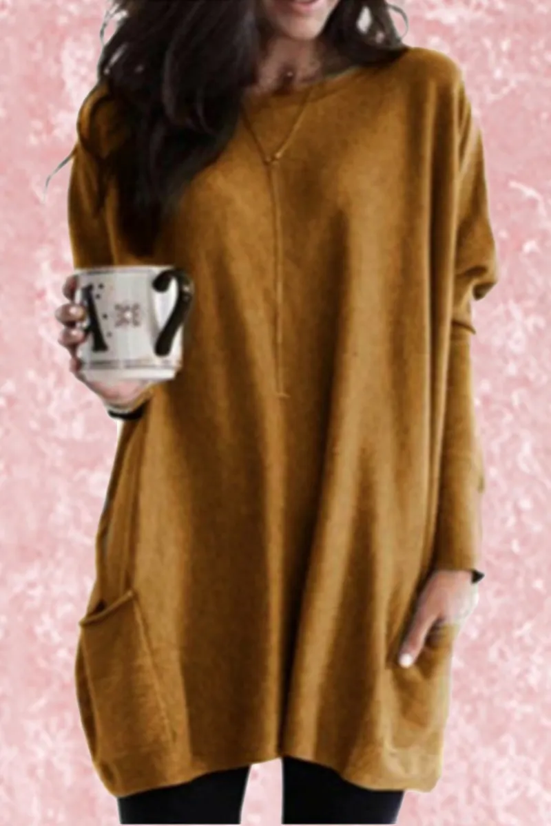Fashion Solid Patchwork O Neck Tops