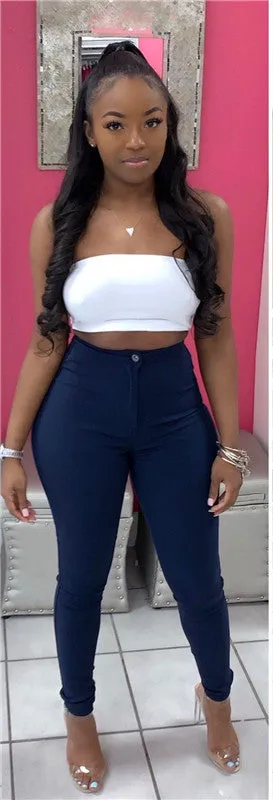 Fashionable Women's Skinny Long Jeans High Waist Pencil Pants