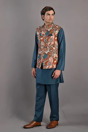 Fiore Multi Printed Nehru Jacket with Kurta Set