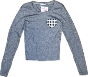 FIREHOUSE- Checkered Bow Longsleeve Shirt (heather grey)