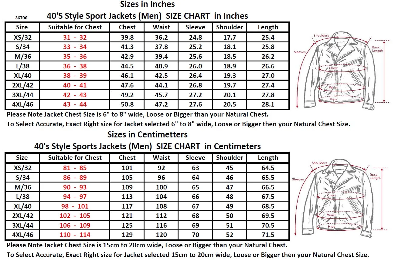 FiveStar leather 40s Style Men Sports Jacket Wool Fabric