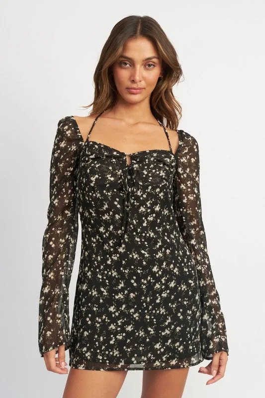 Floral Halter Detail Dress