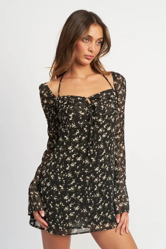 Floral Halter Detail Dress