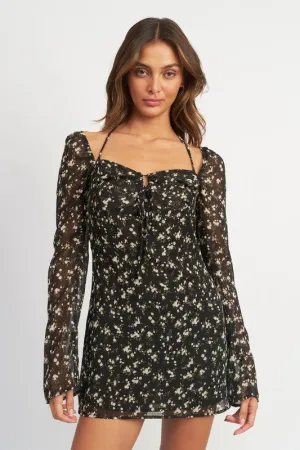 Floral Halter Detail Dress