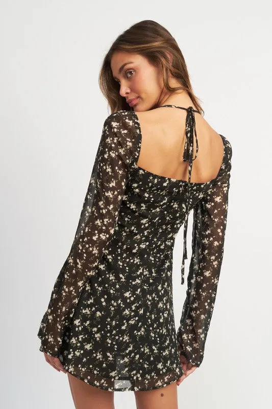 Floral Halter Detail Dress