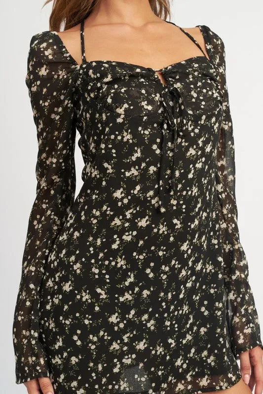 Floral Halter Detail Dress