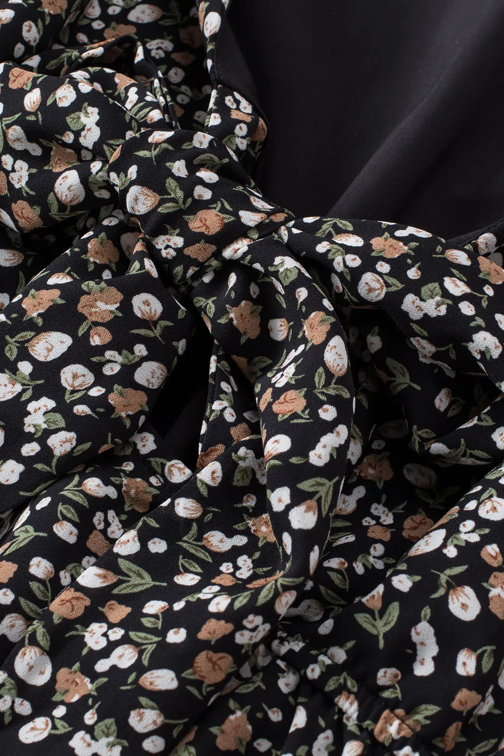 Floral Print Front Tie Ruffled Long Sleeve Blouse