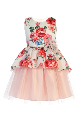 Floral Print Peplum Dress - Off White