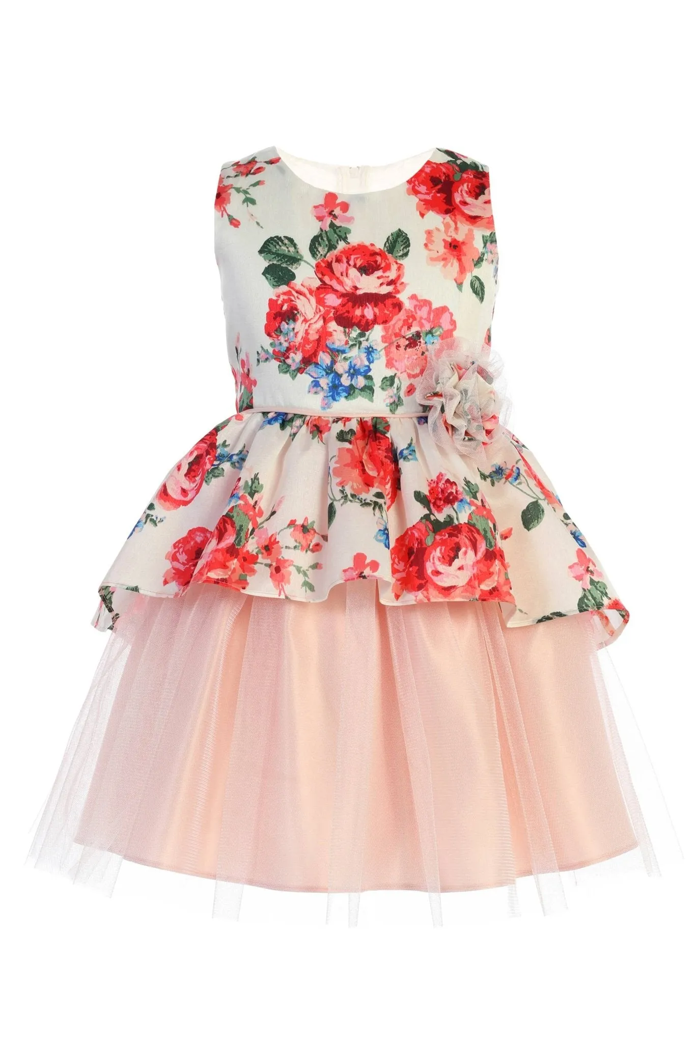 Floral Print Peplum Dress - Off White
