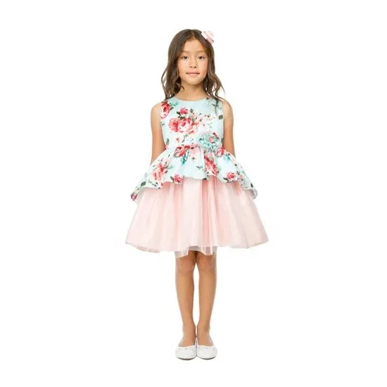 Floral Print Peplum Dress - Off White