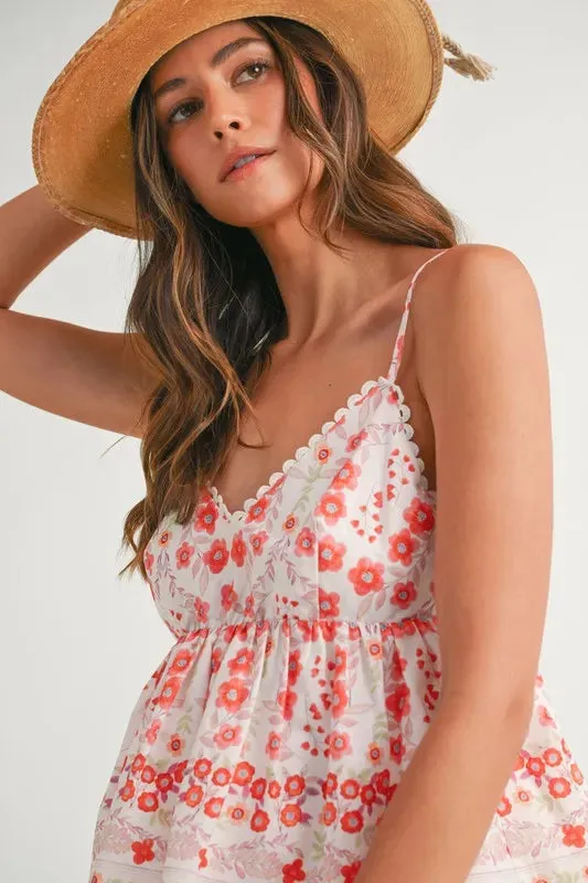 Floral Printed Peplum Top and Shorts Set