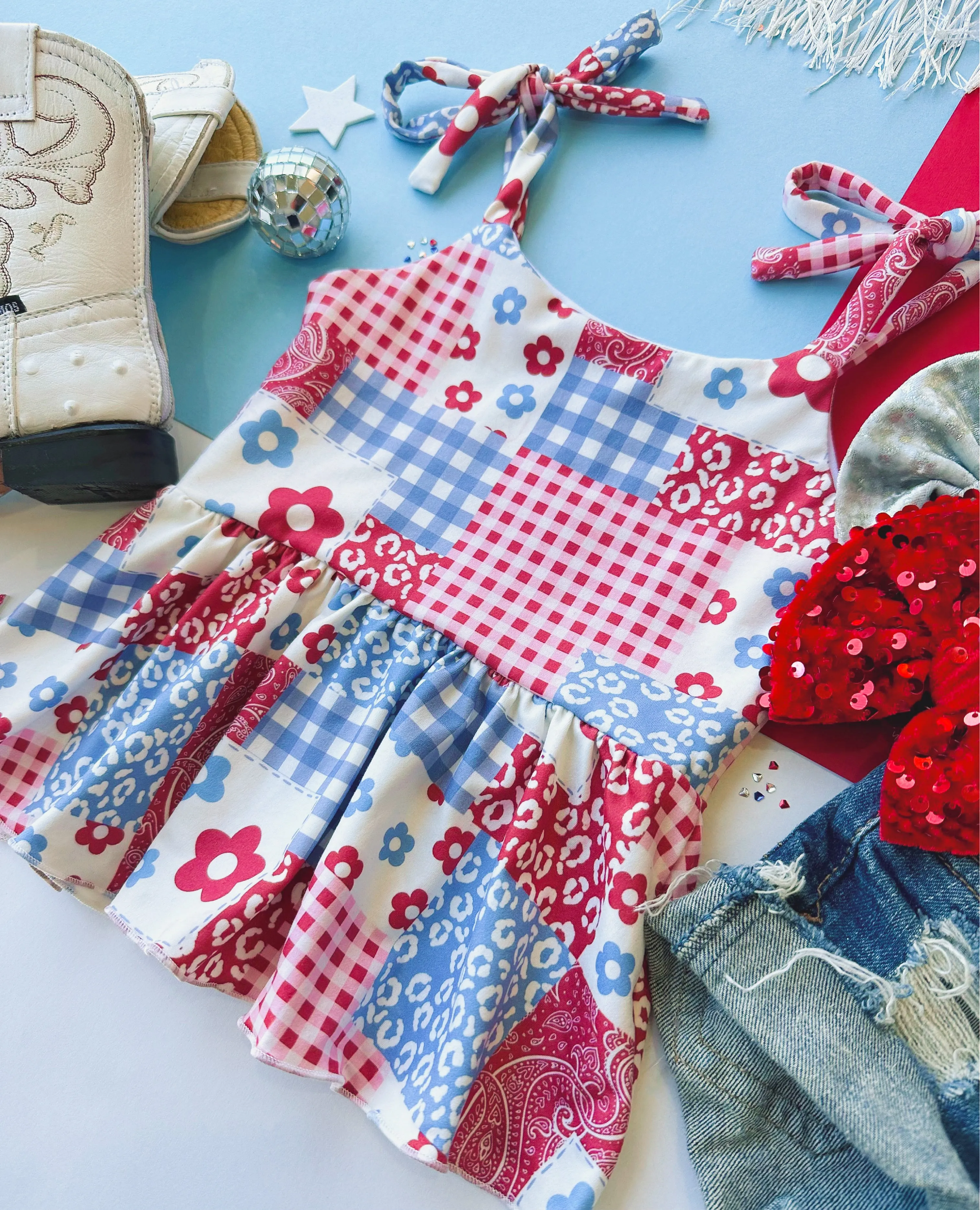 FOJ patchwork peplum tank