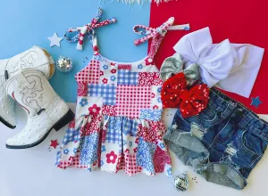 FOJ patchwork peplum tank