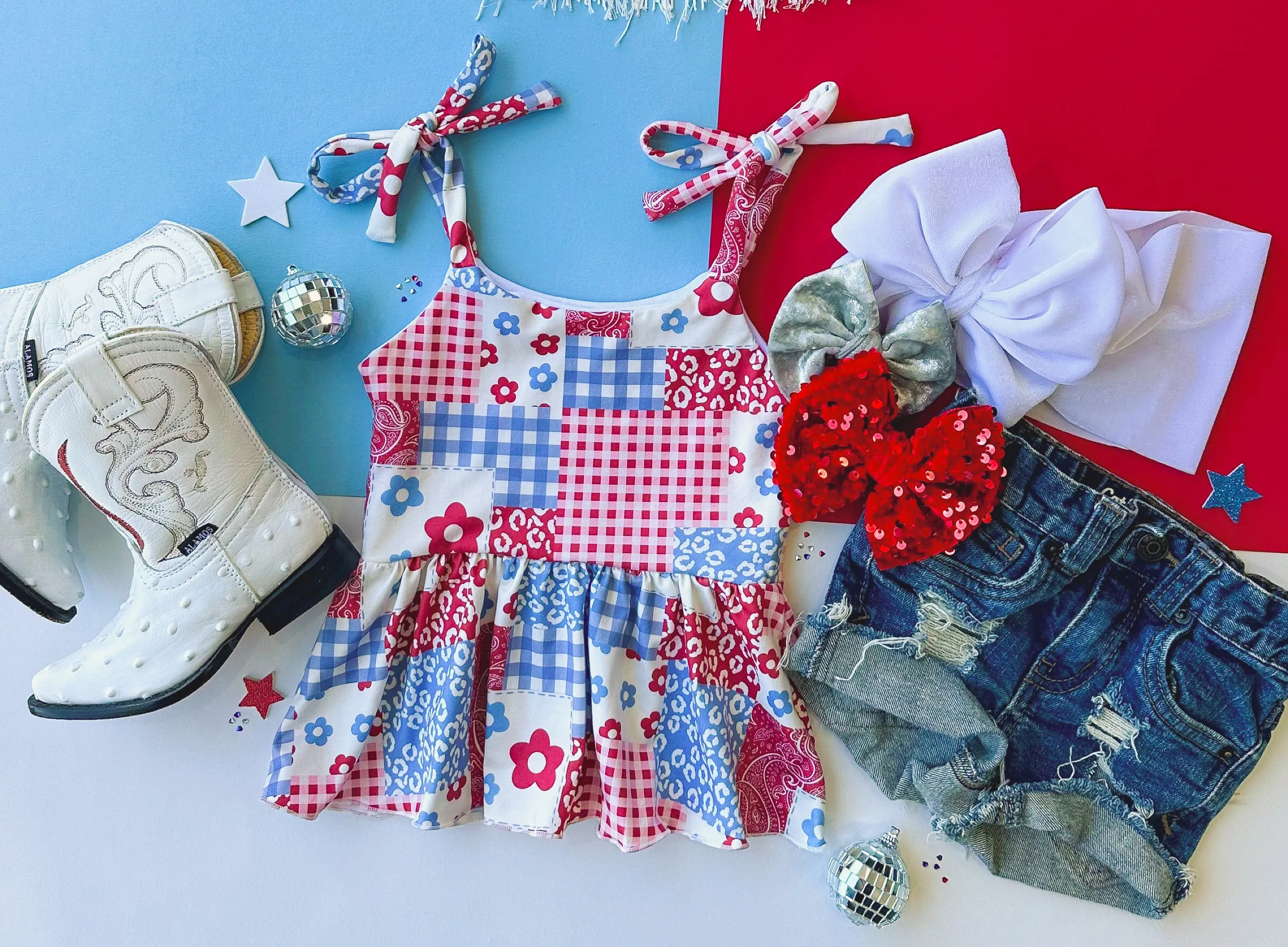 FOJ patchwork peplum tank
