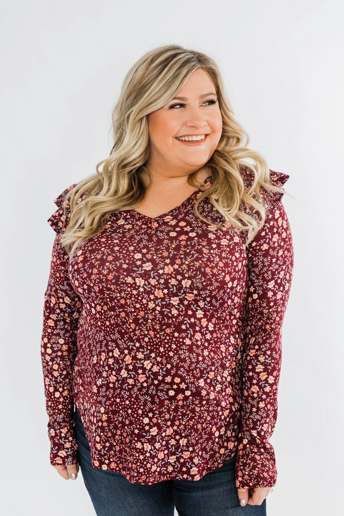Forever And Ever Floral Top- Burgundy