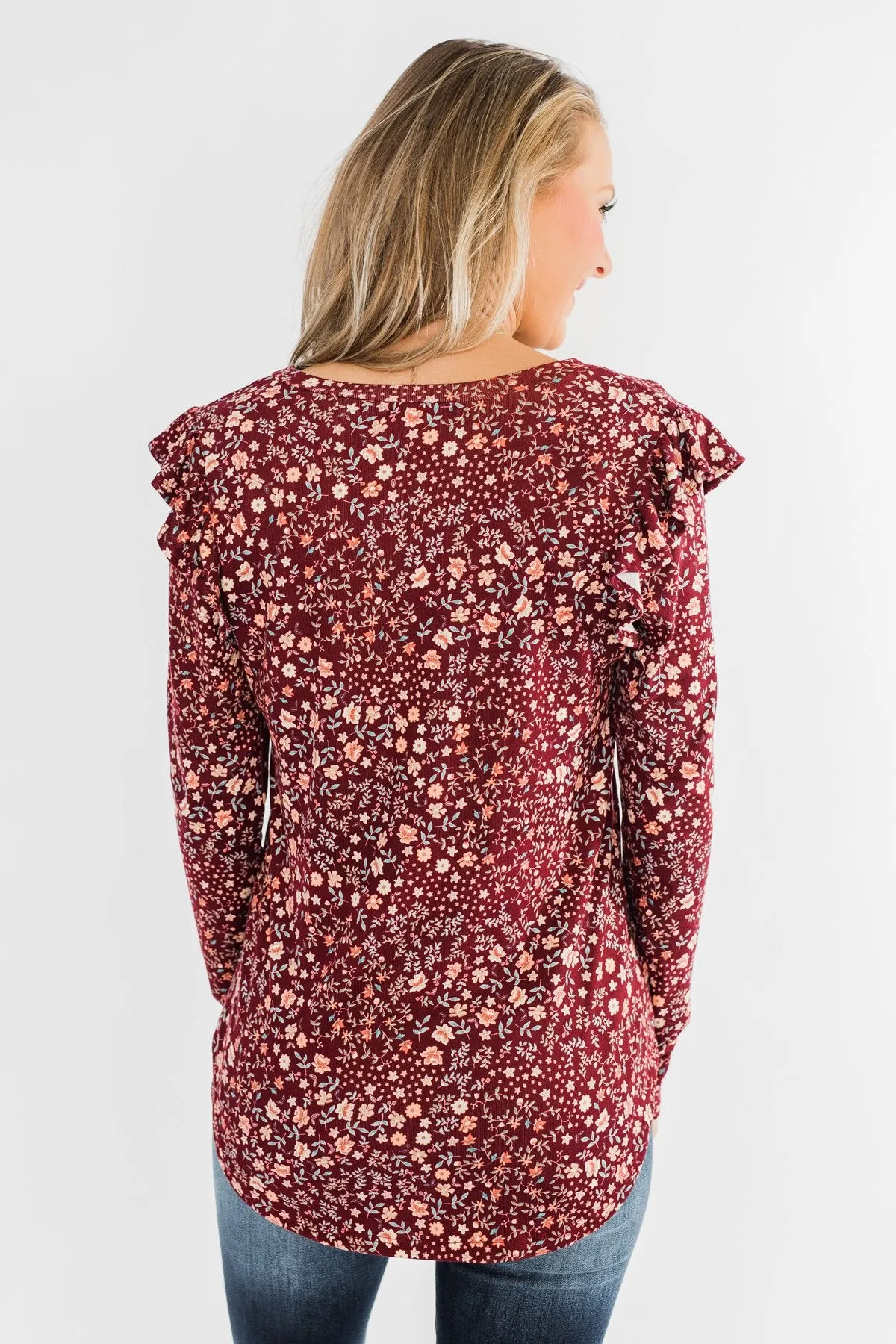 Forever And Ever Floral Top- Burgundy