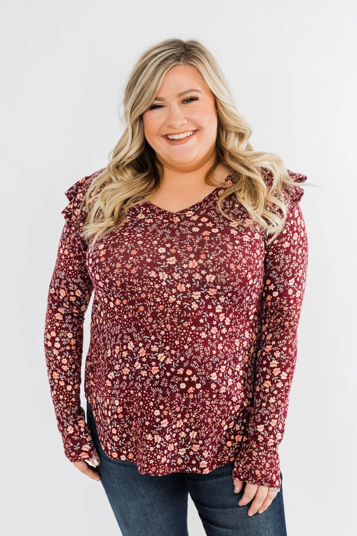 Forever And Ever Floral Top- Burgundy