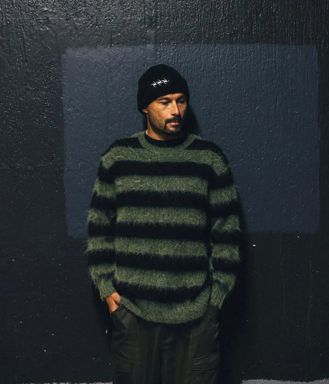 Former - Dion Stripe Knit - Black/Green