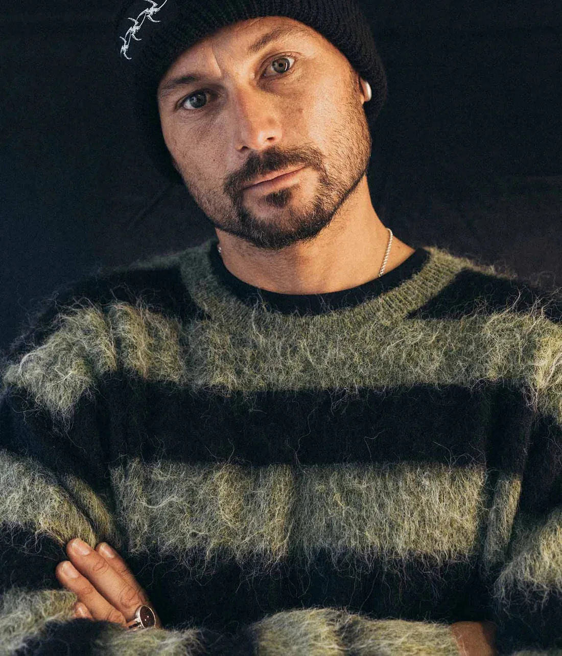 Former - Dion Stripe Knit - Black/Green