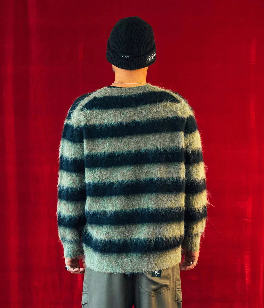Former - Dion Stripe Knit - Black/Green