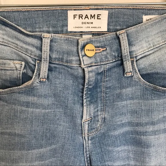 FRAME Denim Le Skinny de Jeanne Crop Raw Tulip Hem Jeans in Easton Size 24