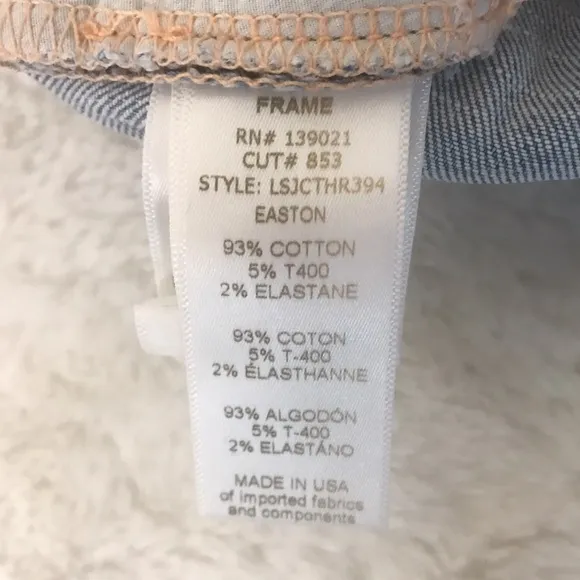 FRAME Denim Le Skinny de Jeanne Crop Raw Tulip Hem Jeans in Easton Size 24