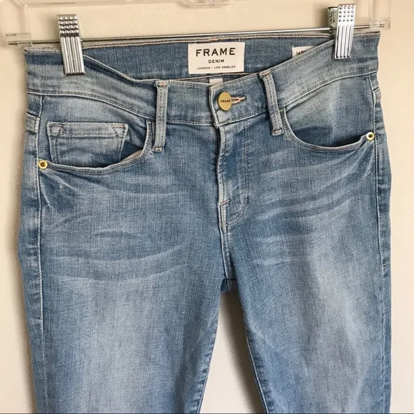 FRAME Denim Le Skinny de Jeanne Crop Raw Tulip Hem Jeans in Easton Size 24