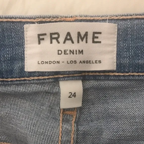 FRAME Denim Le Skinny de Jeanne Crop Raw Tulip Hem Jeans in Easton Size 24