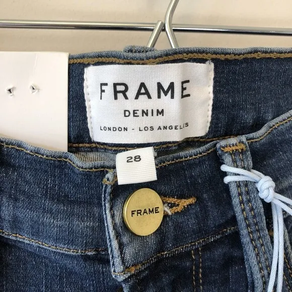 FRAME Jeans Le Skinny De Jeanne Distressed Jeans In Jolie Raw Hem Size 28 NWT’s