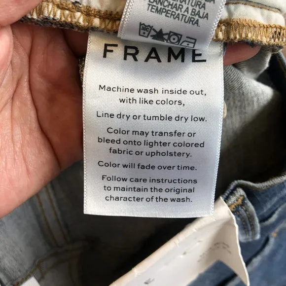 FRAME Jeans Le Skinny De Jeanne Distressed Jeans In Jolie Raw Hem Size 28 NWT’s