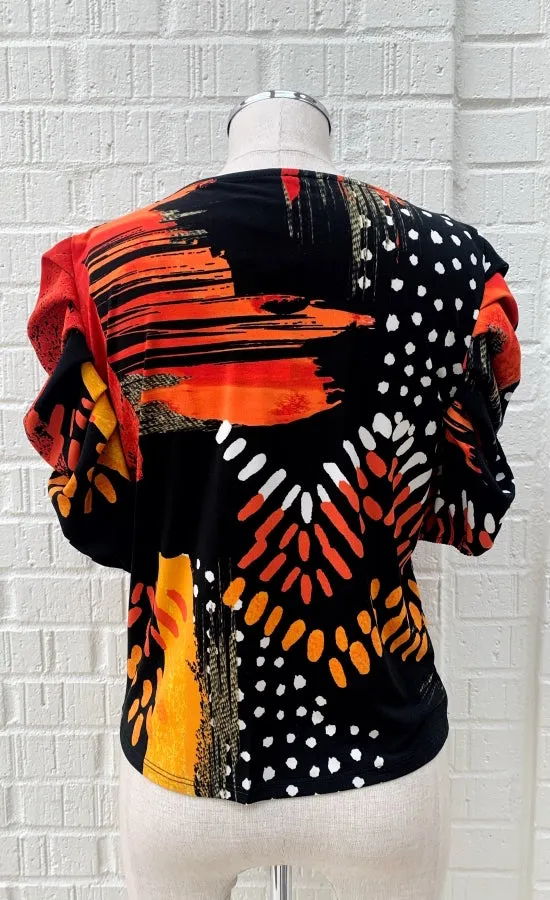 Frank Lyman Black and Orange Tie Top