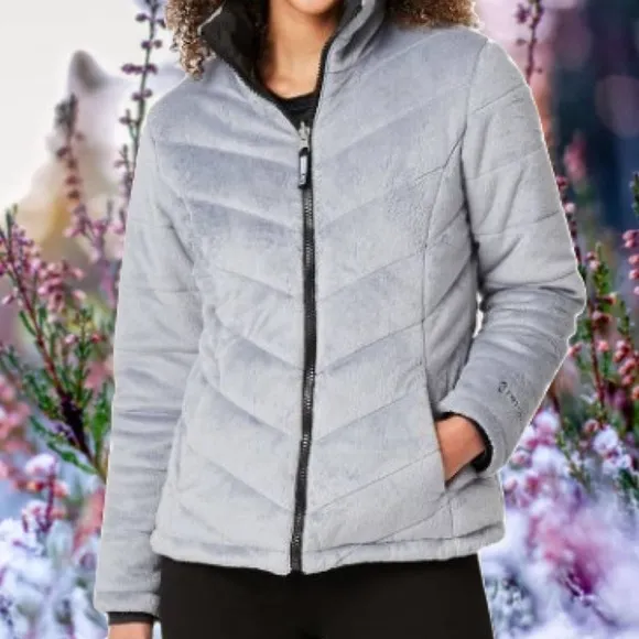 Free Country Reversible Quilt Buter Smooth Puffer Jacket Gray Black Sz XXL BNWT