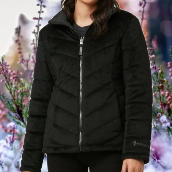 Free Country Reversible Quilted Buter Pile Smooth Puffer Jacket Black Sz L BNWT