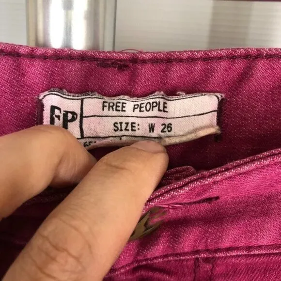 Free PEOPLE Raspberry (Pink / Purple) Ankle Zip Skinny Jeans Sz 26