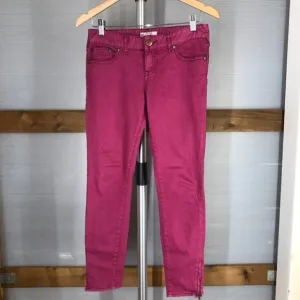 Free PEOPLE Raspberry (Pink / Purple) Ankle Zip Skinny Jeans Sz 26