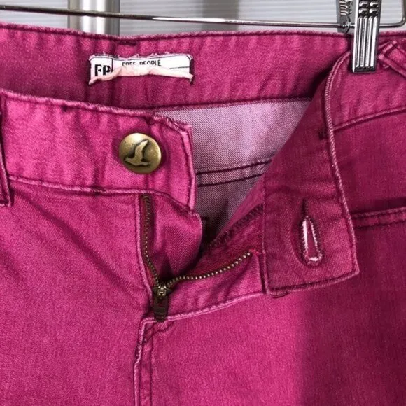 Free PEOPLE Raspberry (Pink / Purple) Ankle Zip Skinny Jeans Sz 26