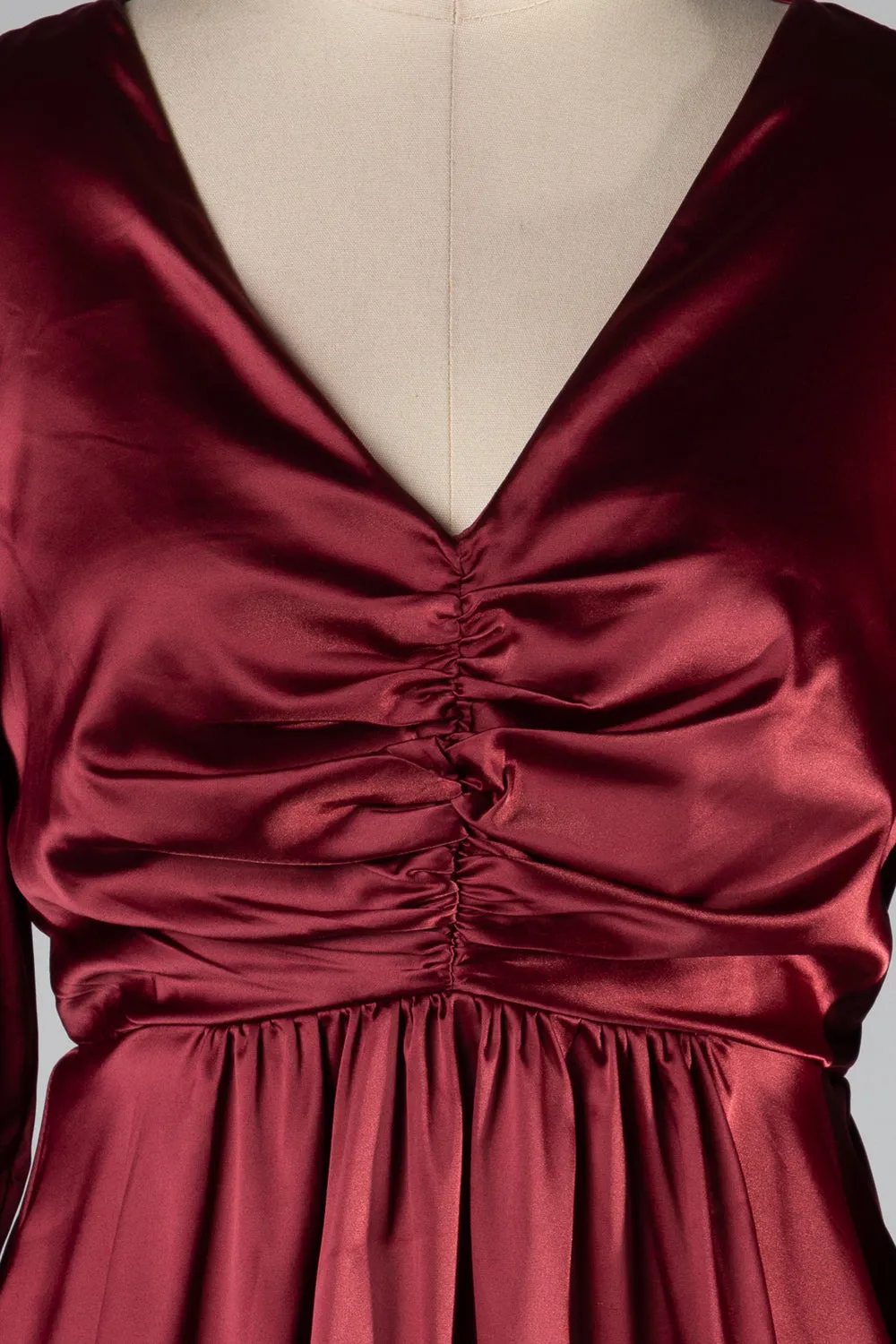 FST2412-STK Long Sleeve Silky Satin Ruched Peplum Top 6PK