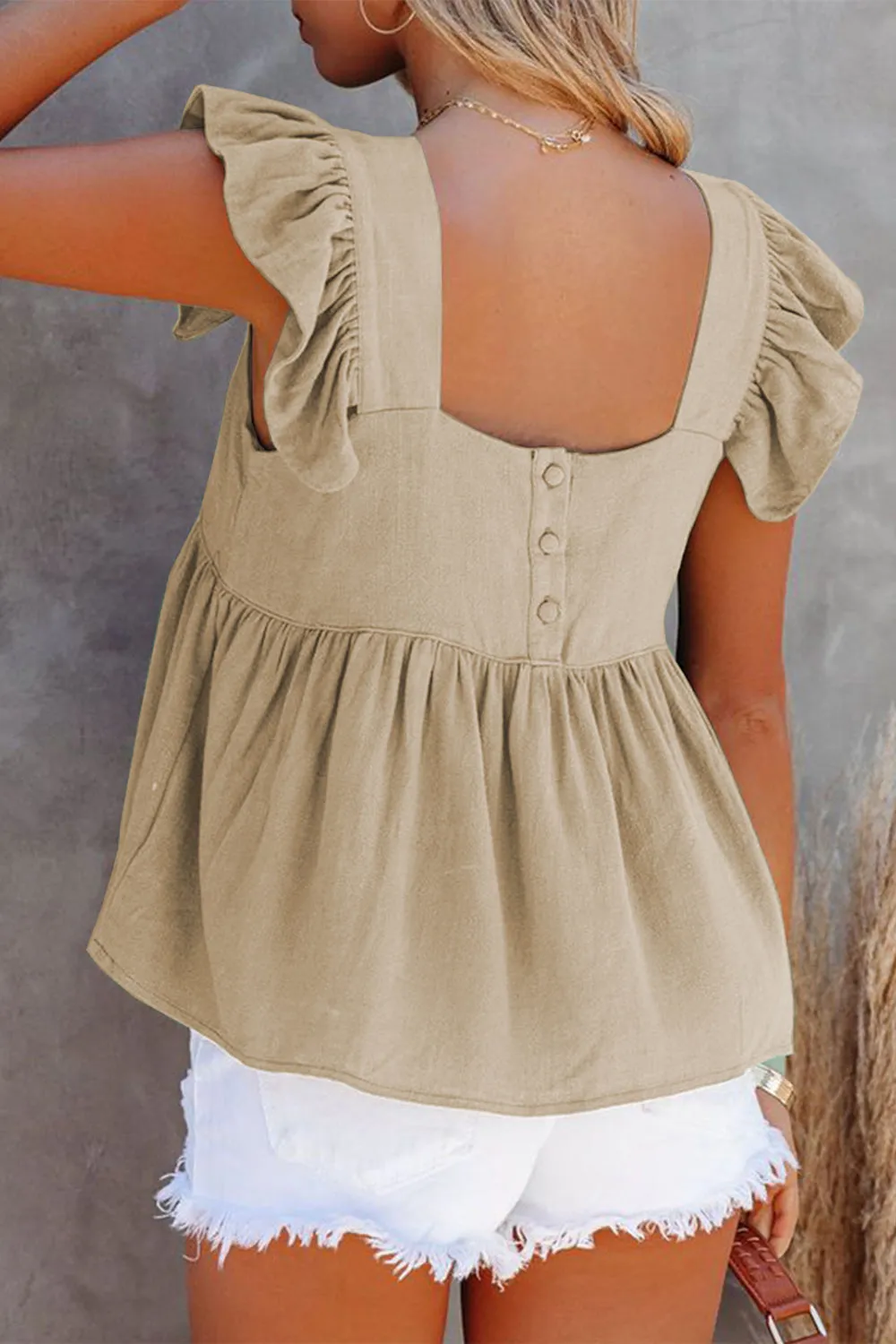 Full Size Ruffled Square Neck Cap Sleeve Blouse (6 Colors)