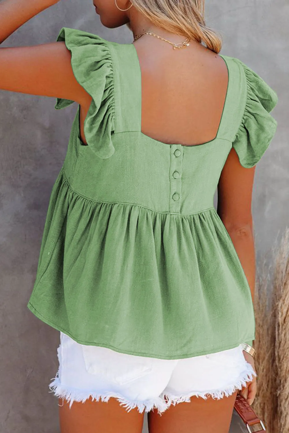 Full Size Ruffled Square Neck Cap Sleeve Blouse (6 Colors)