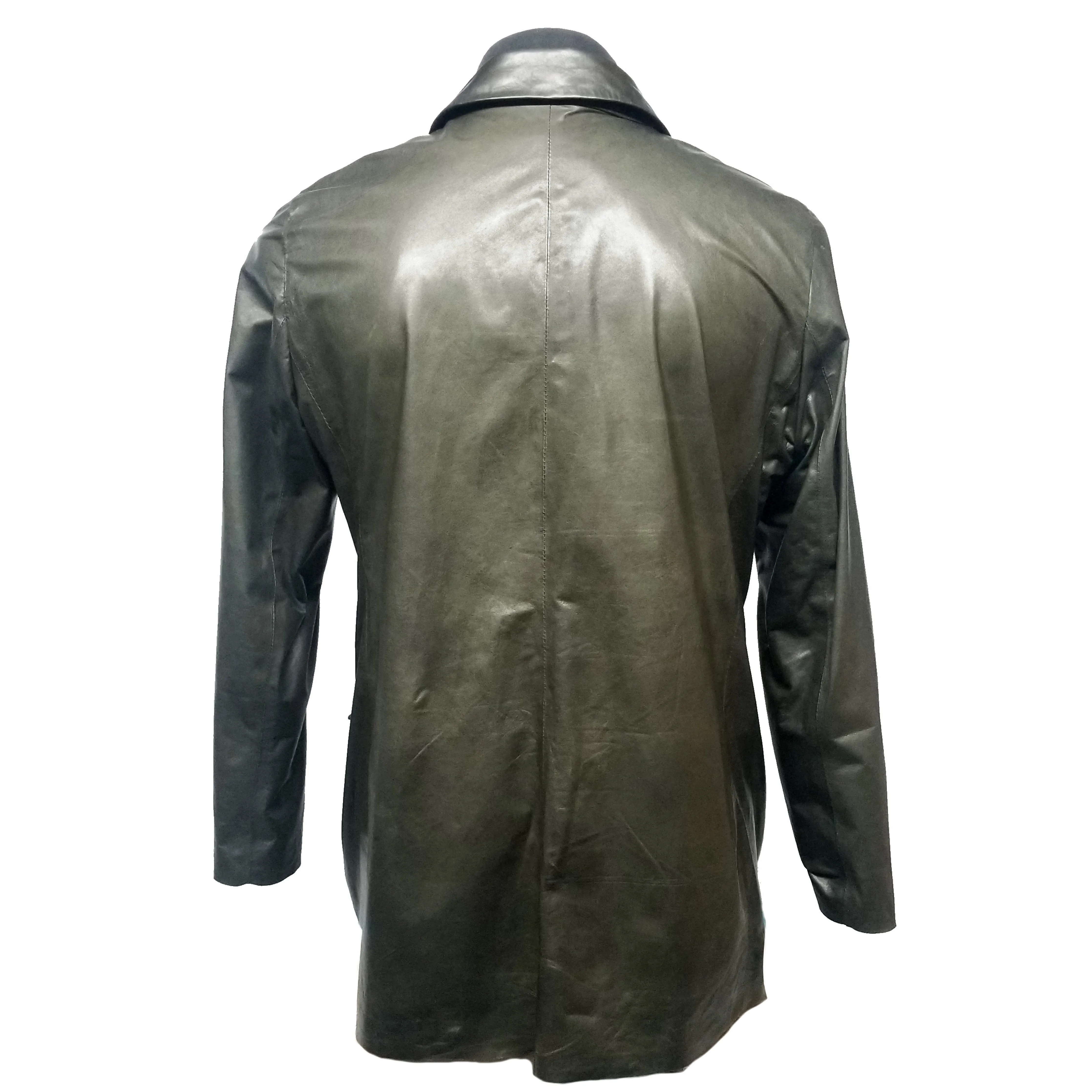 Genuine Military Green Lamb Leather Coat.