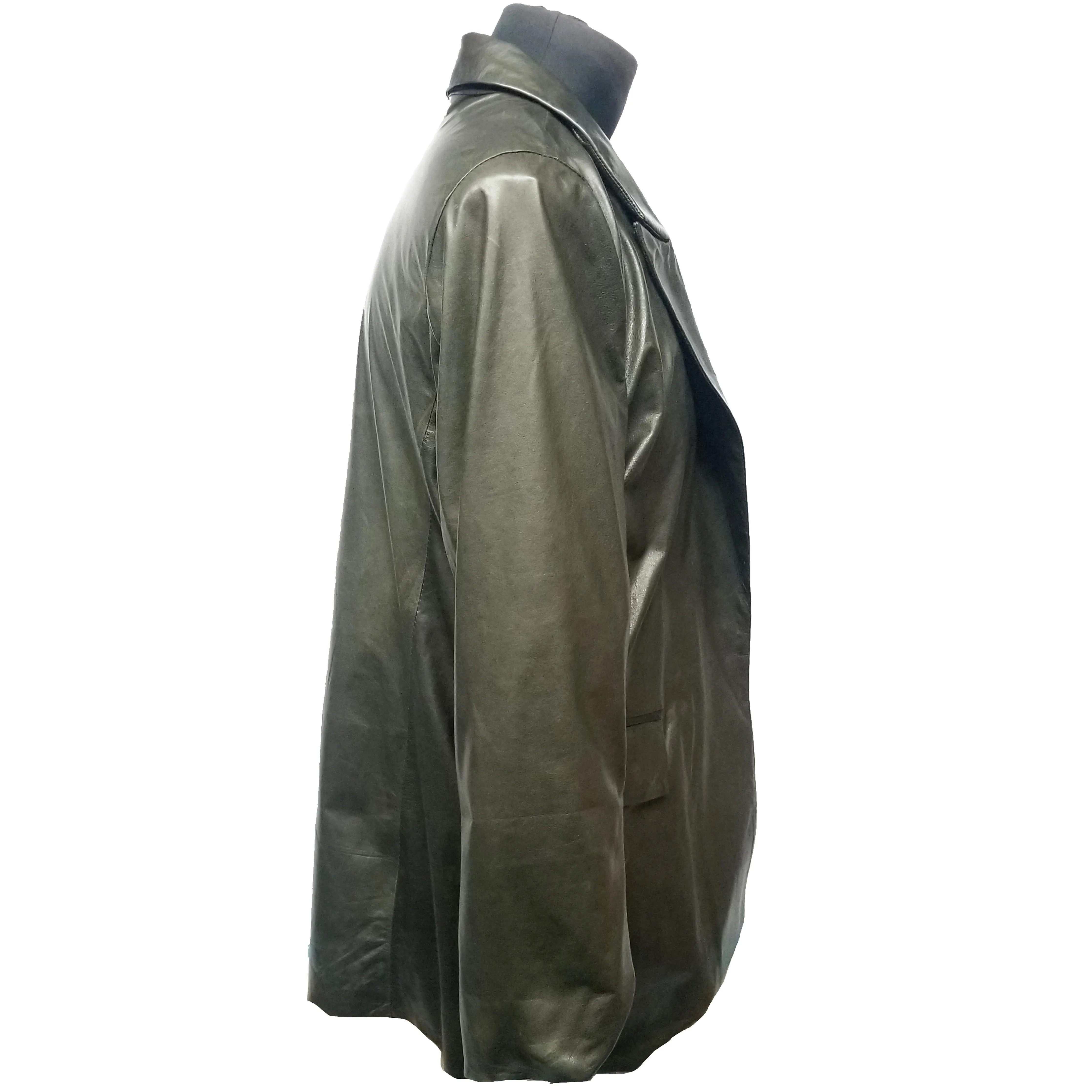 Genuine Military Green Lamb Leather Coat.