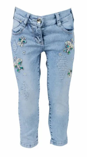 Girls' Green Stud Jeans