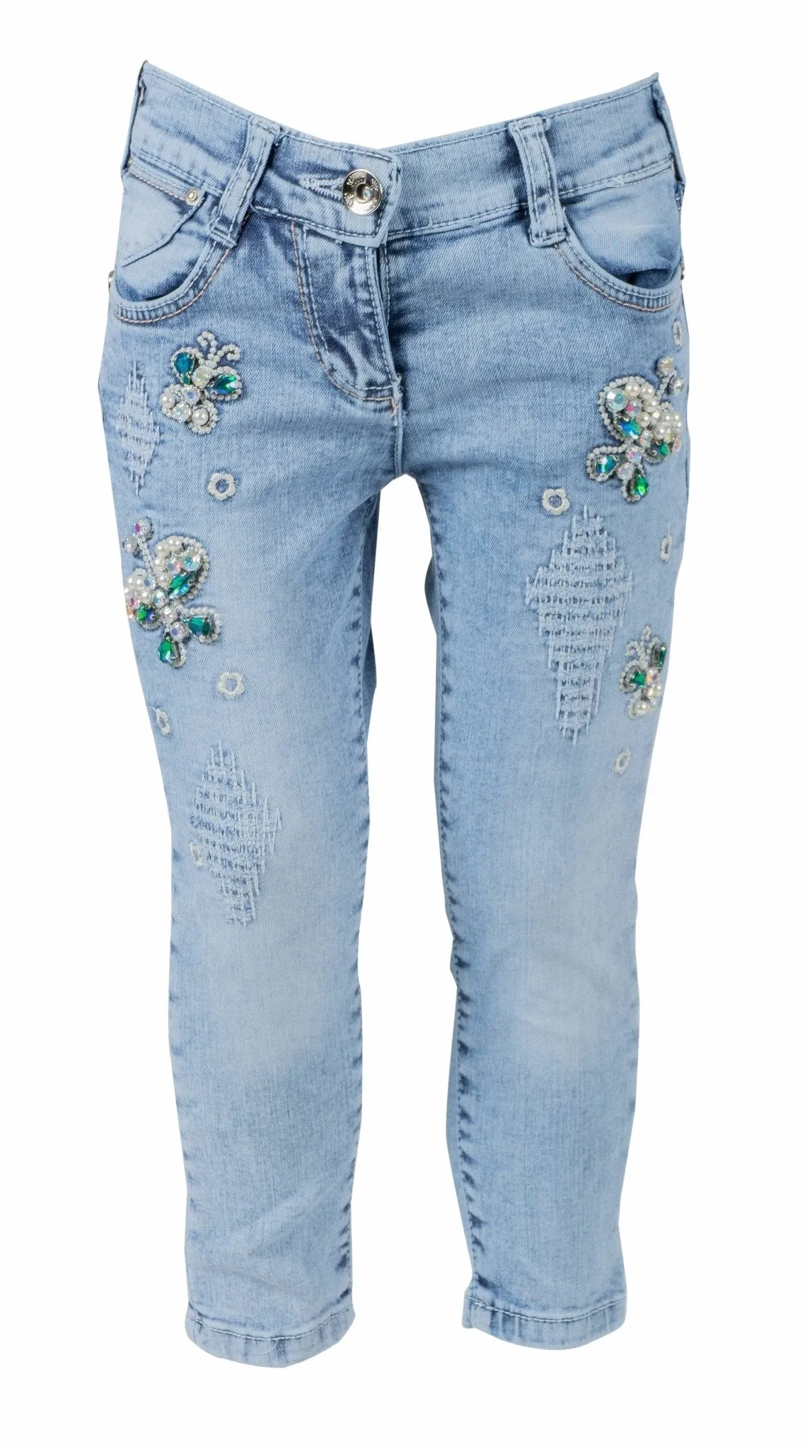 Girls' Green Stud Jeans