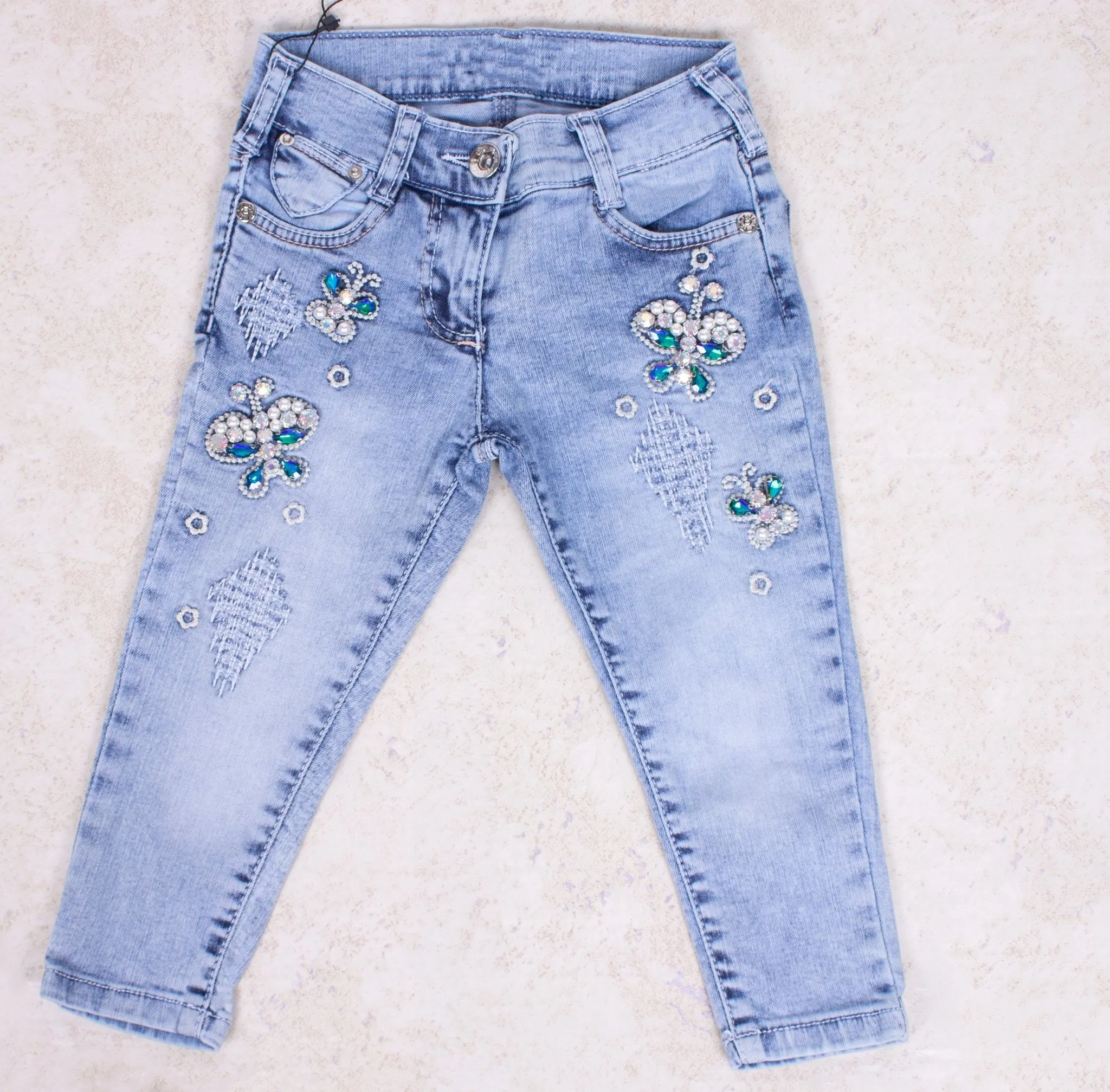 Girls' Green Stud Jeans