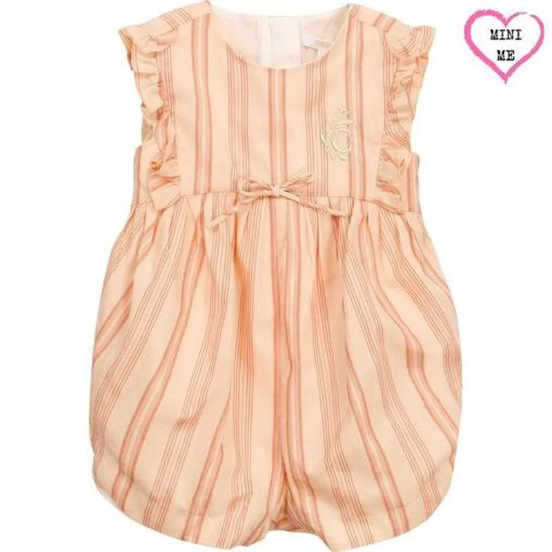 Girls Peach Striped Playsuit