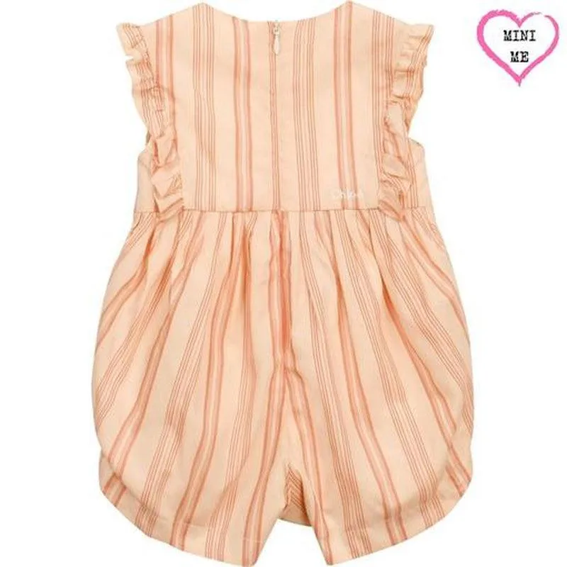 Girls Peach Striped Playsuit